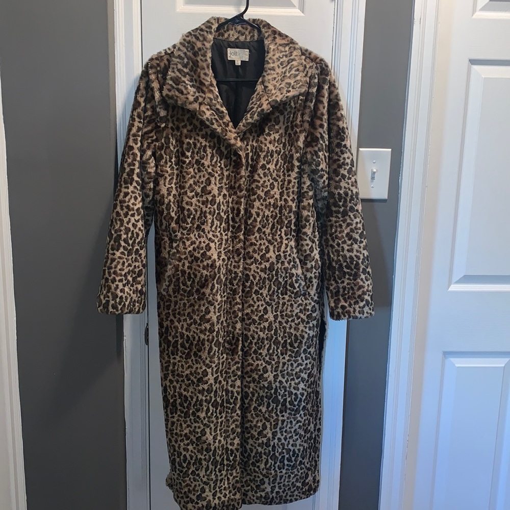 Long leopard fur jacket
